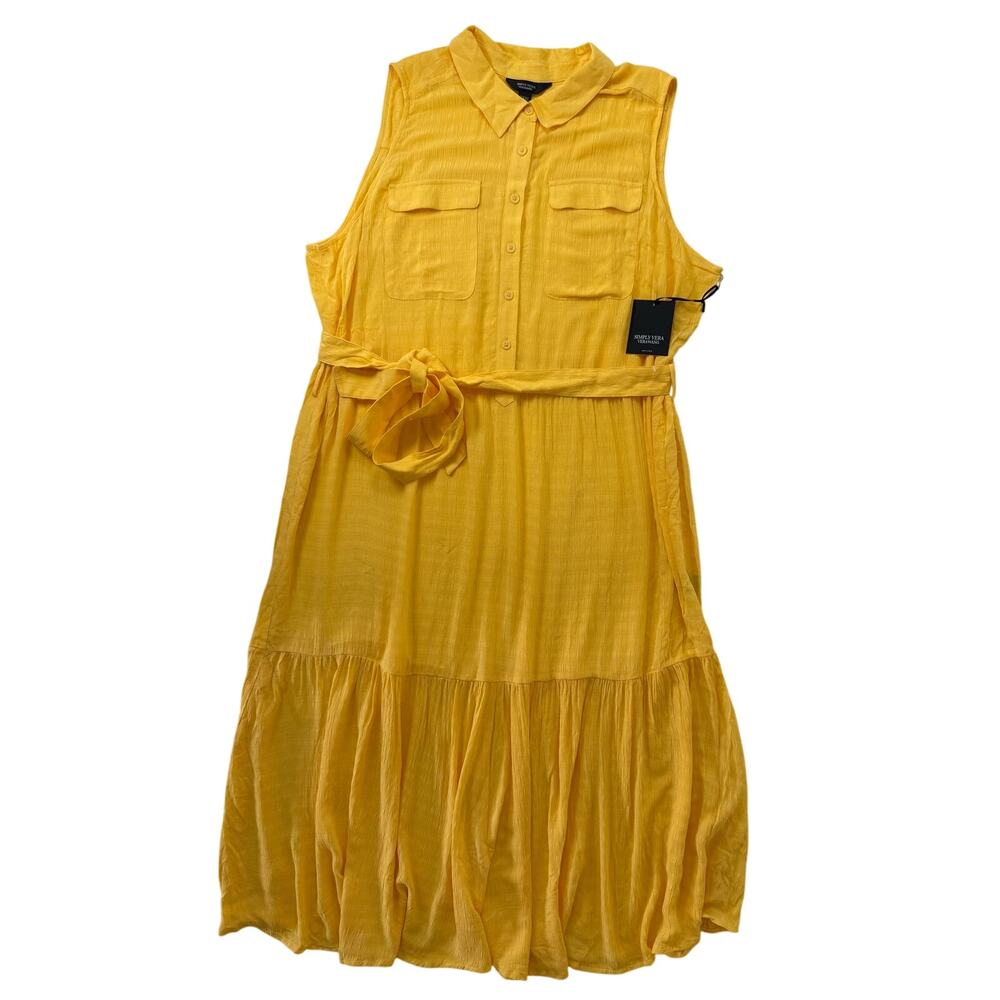 New Simply VERA WANG Sz XXL Petite Sleeveless Summer Dress Sunny Yellow